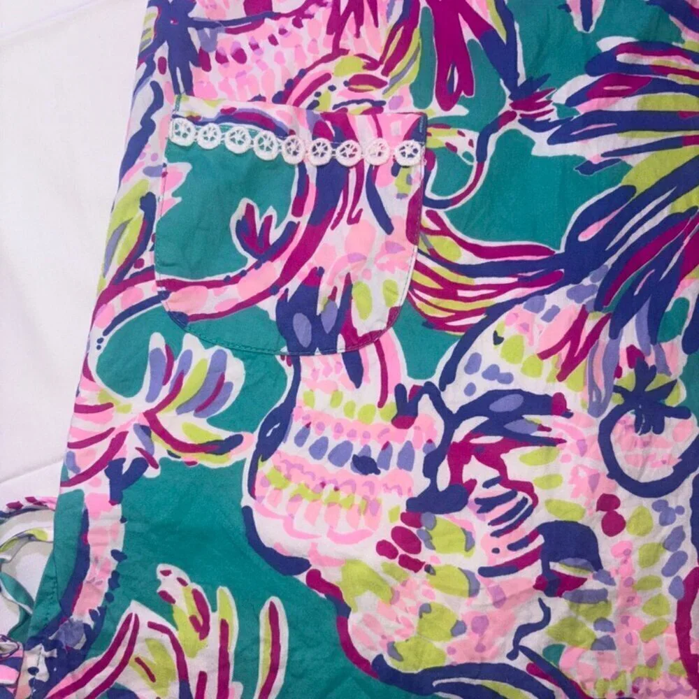 NWOT Lilly Pulitzer Tropical Floral Shift Dress Girls Side-Tie Size 10